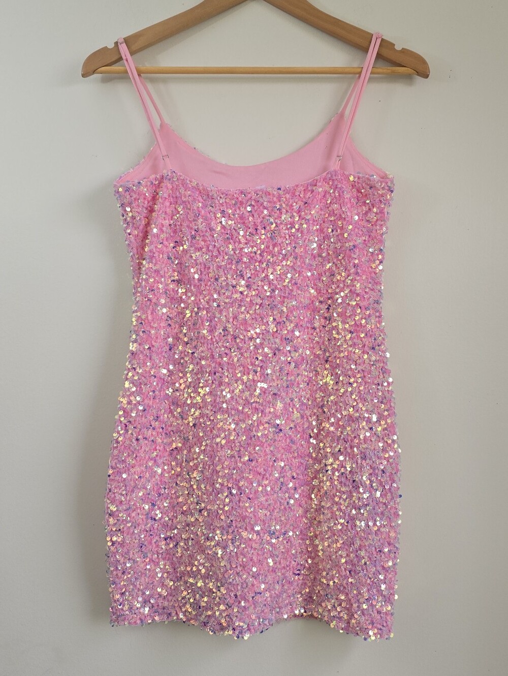 Lucy In The Sky Pink Sequin Mini Dress Size M Y2K Hoco Homecoming Dress - Picture 4 of 7